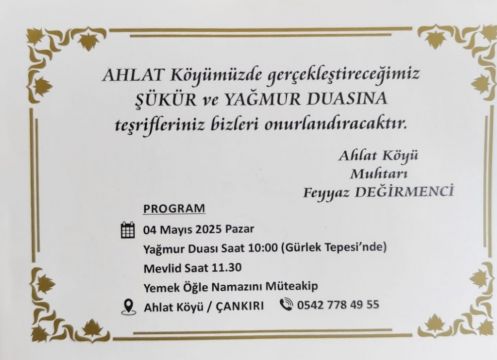 Yagmur Duası Programa davet